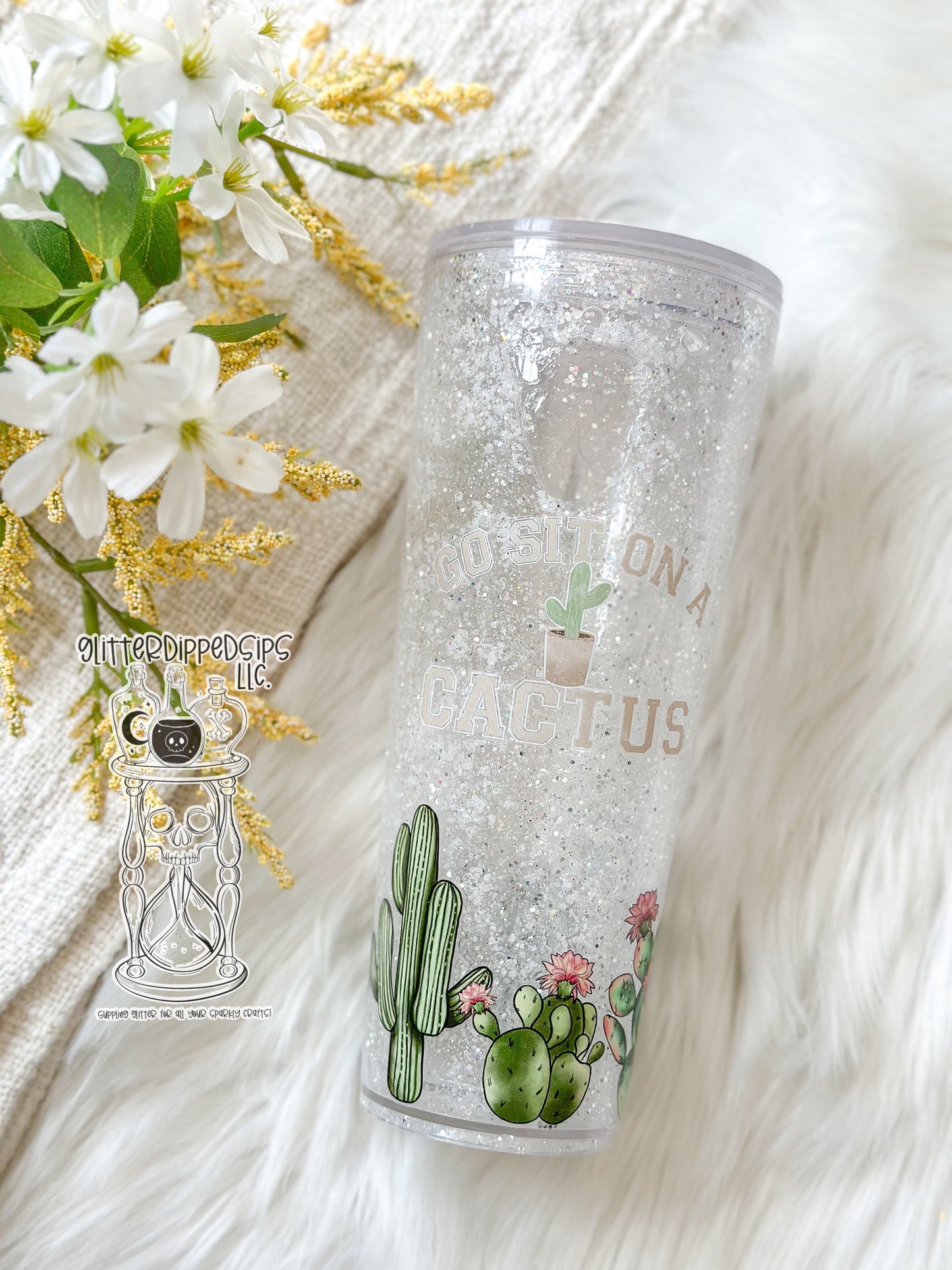 Go Sit On A Cactus Acrylic Snowglobe Tumbler