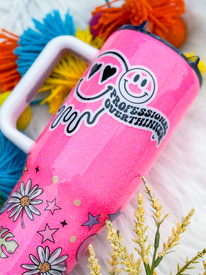 Professional Overthinker Glitter Tumbler