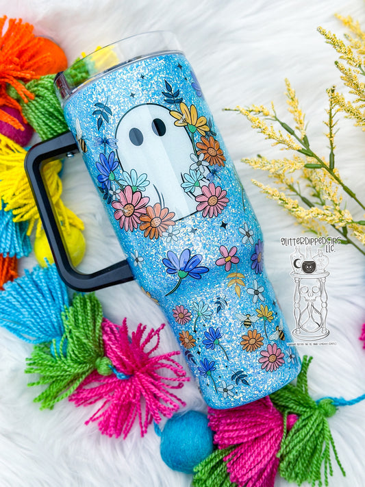 Summer Ghosty Glitter Tumbler