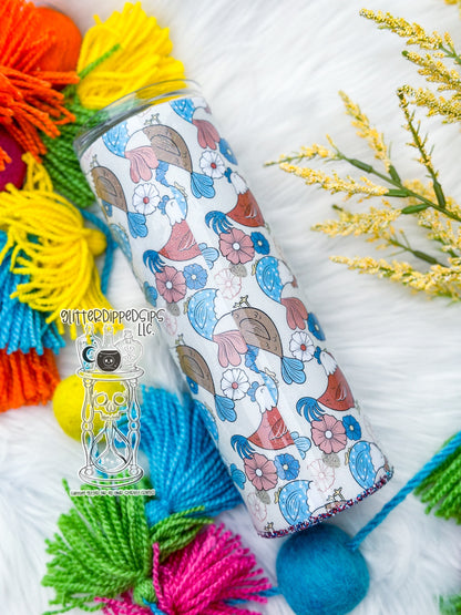 Patriotic Chickens Glitter Tumbler