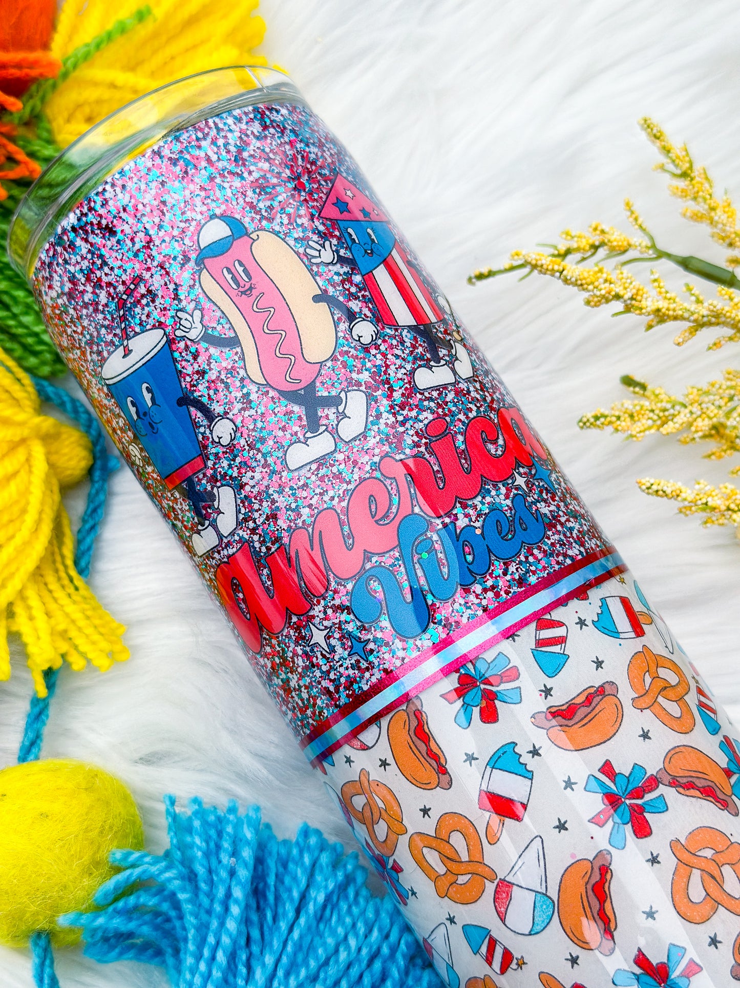 America Vibes Glitter Tumbler