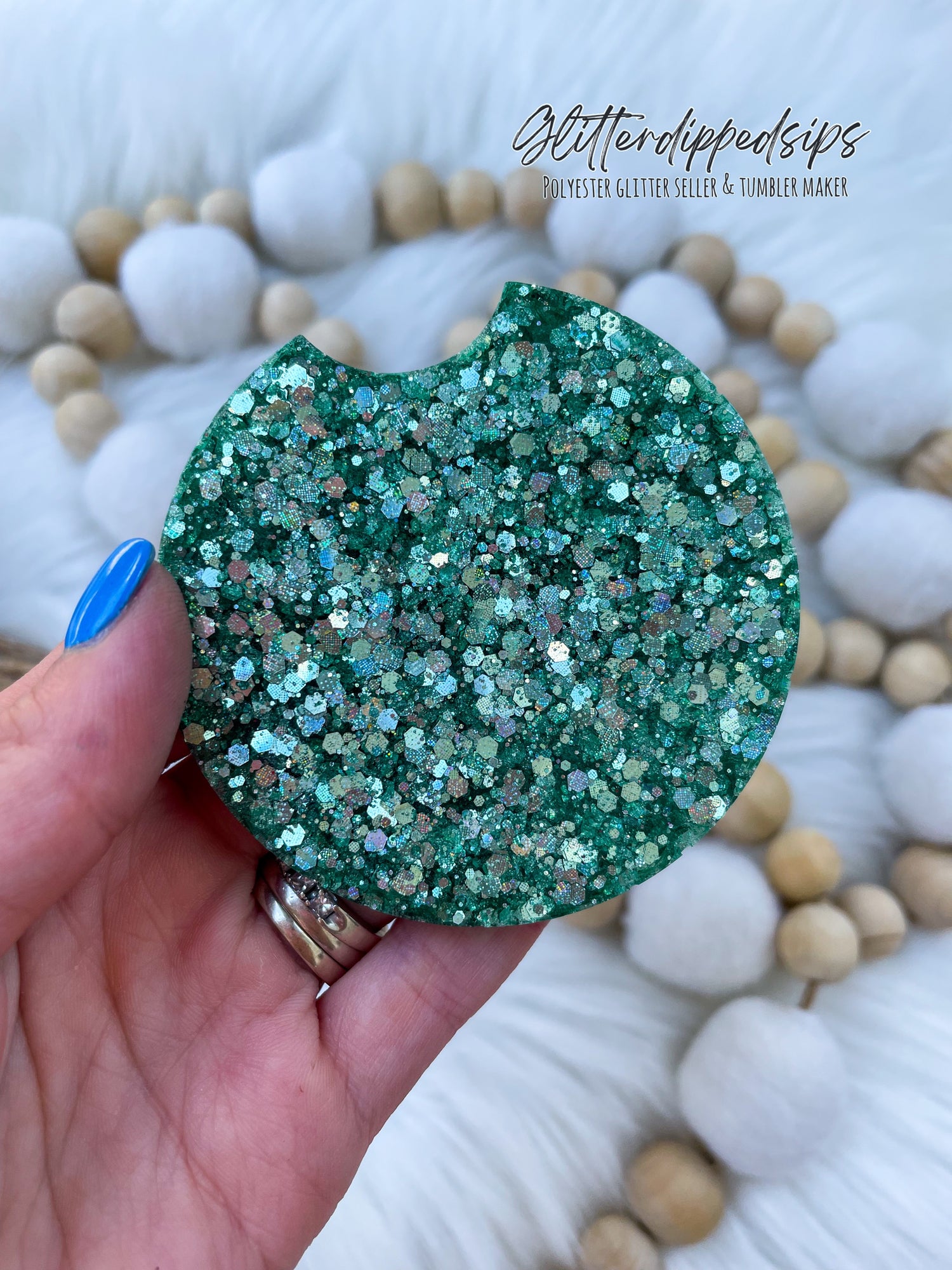Teal green holographic chunky glitter