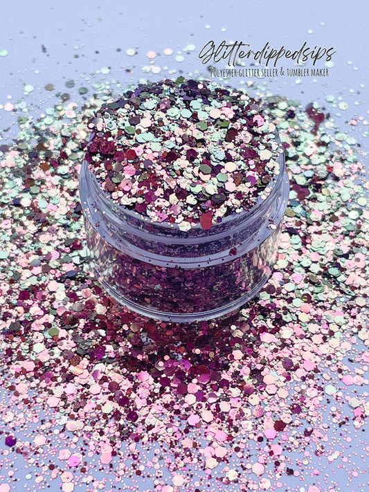 Pink color shifting chunky glitter